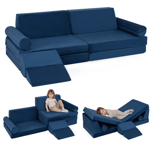 10 Dalių Modulinė Vaikiška Sofa Su Skalbiamu Užvalkalu Ir Minkštu Veliūru Modulinės sofos