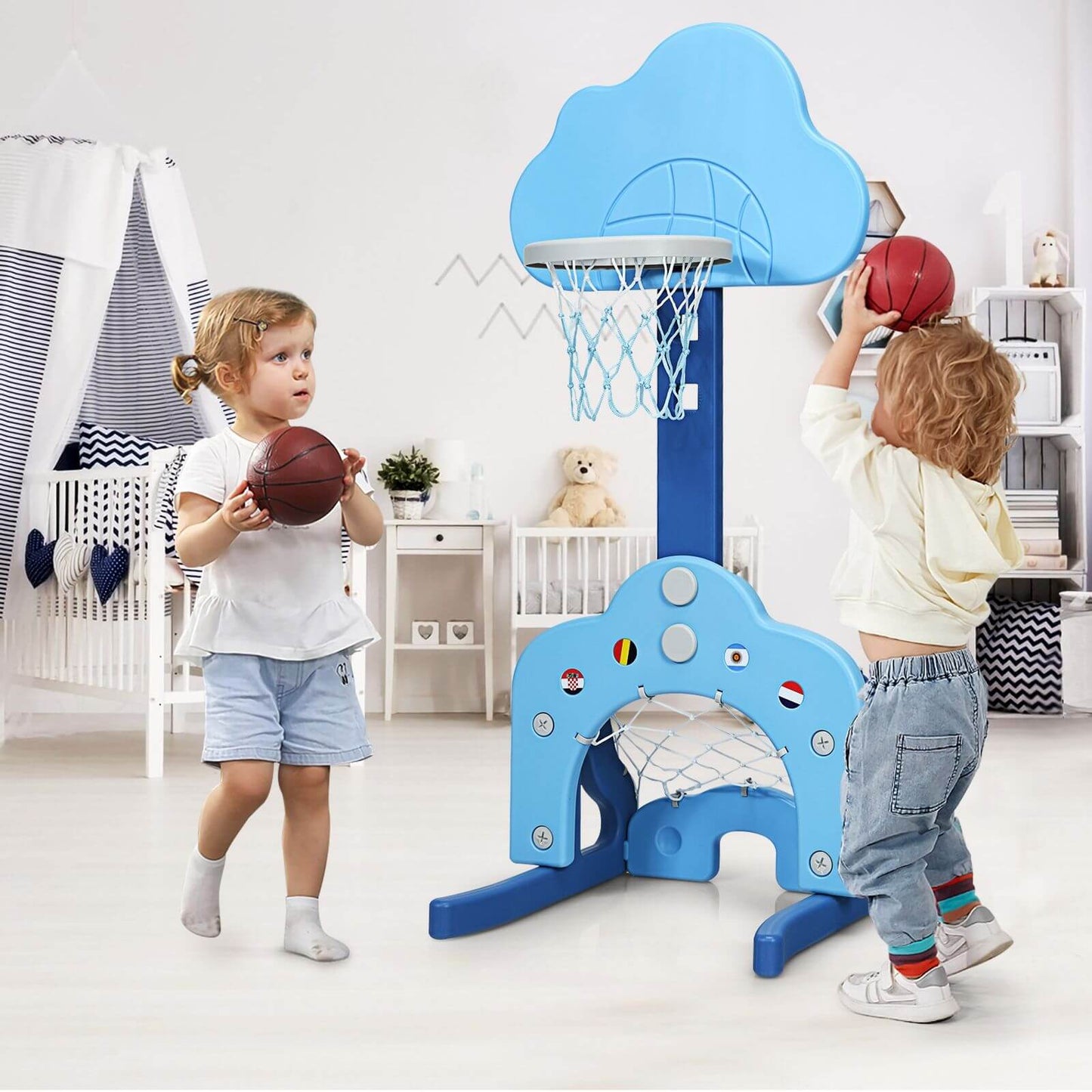 "3-In-1" Veiklos Centro Rinkinys Su Aukščio Reguliavimu, Mėlynos Spalvos Sporto Žaislai