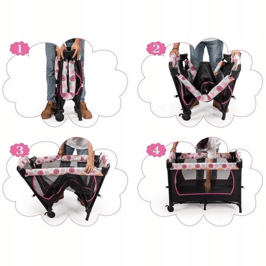 3in1 Kelioninė Lovelė Kūdikiams Su Vystymo Stalu ir Muzikiniu Žaislu, 107 × 72 cm Lovytė Kūdikiui