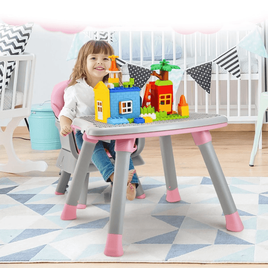 6-in-1 Kūdikių Maitinimo Kėdutė Rožinė Ir Pilka 6 iki 36 mėn. Maitinimo Kėdutės