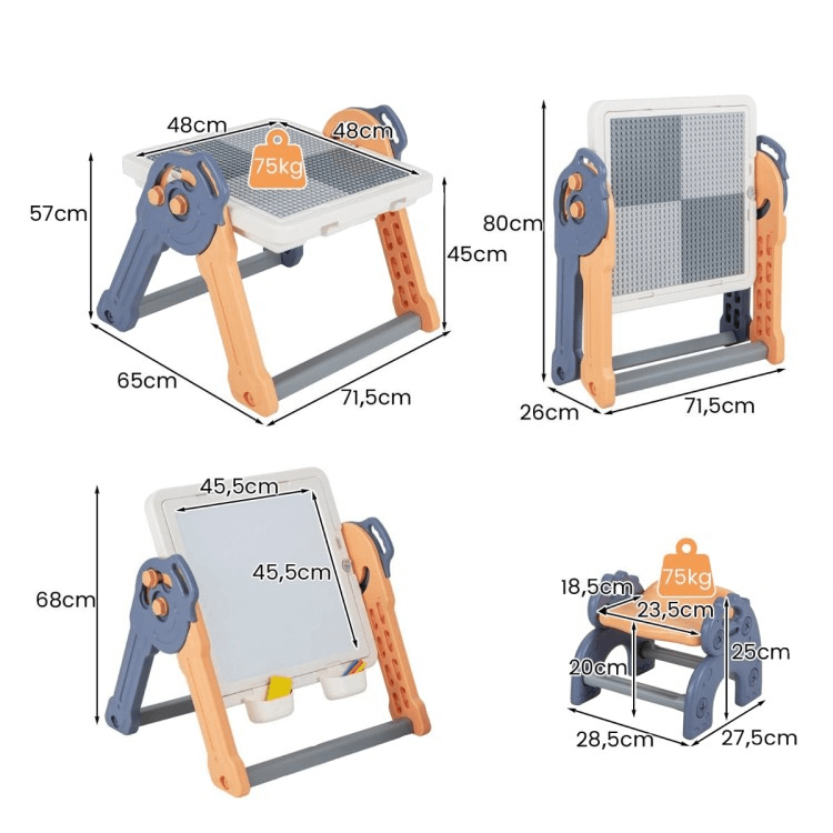6 Viename Žaidimų Stalas Vaikams Su Kėdute, Kaladėlėms, Smėliui Staliukai Kėdutės