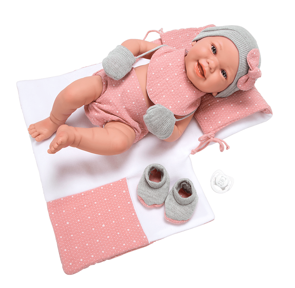 Arias lėlytė Zoe, mergaitė su rožiniu pleduku, 42 cm