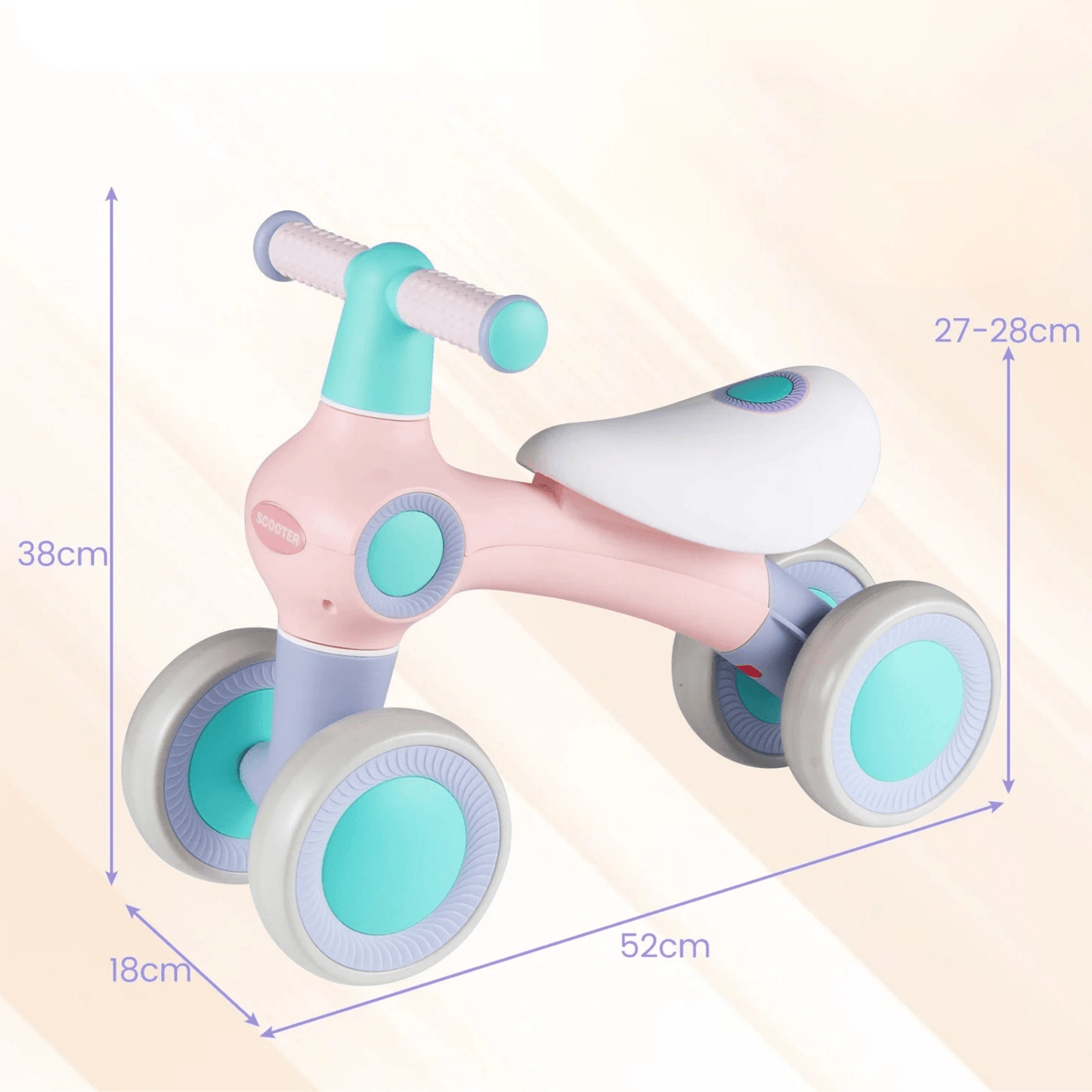 Balansinis Dviratis Vaikams 12–36 mėn. su Reguliuojama Sėdyne Lengvas, Rožinis Triratukai