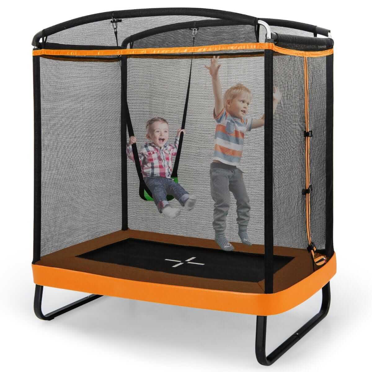 Batutas Vaikams 2in1 Su Supyne Ir Apsaugomis 210 x 190 x 122 cm, Oranžinis 1263 Batutai