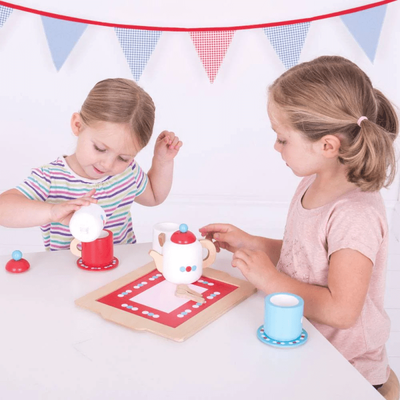 Bigjigs Žaislas Vaikams Medinis Arbatėlės Vaikiškas Indų Rinkinys Žaisliniai Indai