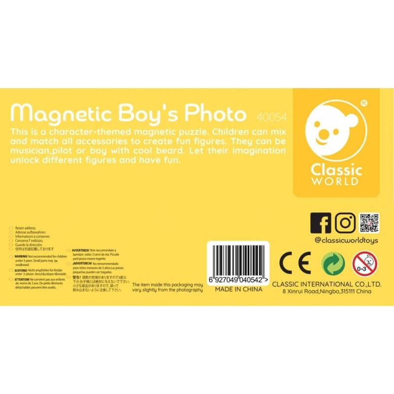 Classic World Magnetinė Dėlionė Berniukams – 32 Dalių Rinkinys Žaislai Dėlionės