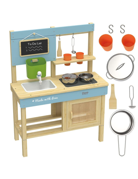 Classic World Medinė Lauko Virtuvėlė XXL su Vandens Talpa Vaikiškos Virtuvėlės