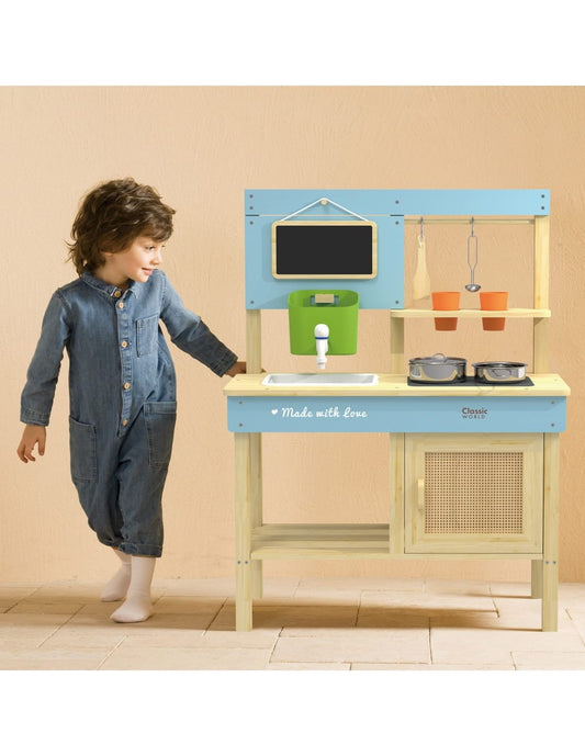 Classic World Medinė Lauko Virtuvėlė XXL su Vandens Talpa Vaikiškos Virtuvėlės