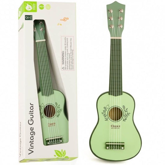 Classic World Medinė Vaikiška Gitara Pastelinės Žalios Spalvos Žaislai Montessori
