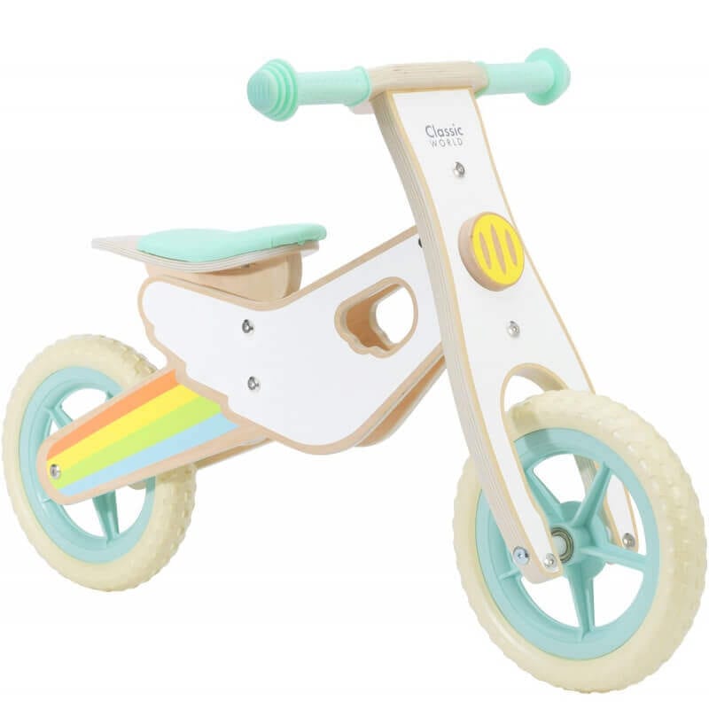 Classic World Medinis Vaikiškas Balansinis Dviratis Quiet Wheels Rainbow Balansinis Dviratis