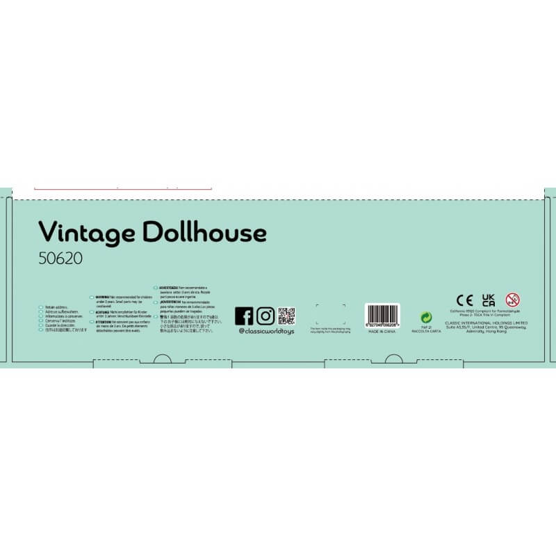 Classic World Medinis Vintažinis Lėlių Namelis Su Baldais Vaikams Lėlių Namas