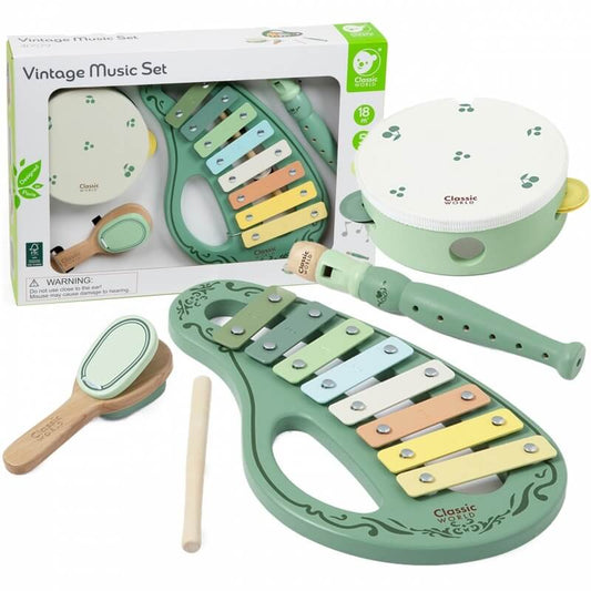 Classic World Medinis Vintažinių Muzikos Instrumentų Rinkinys Vaikams Žaislai Montessori