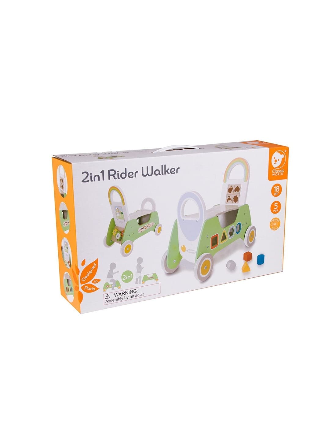 Classic World „Rider“ Medinė Vaikštynė-Stumdukas Rūšiuoklis Stumiamos Mašinėlės Vaikams