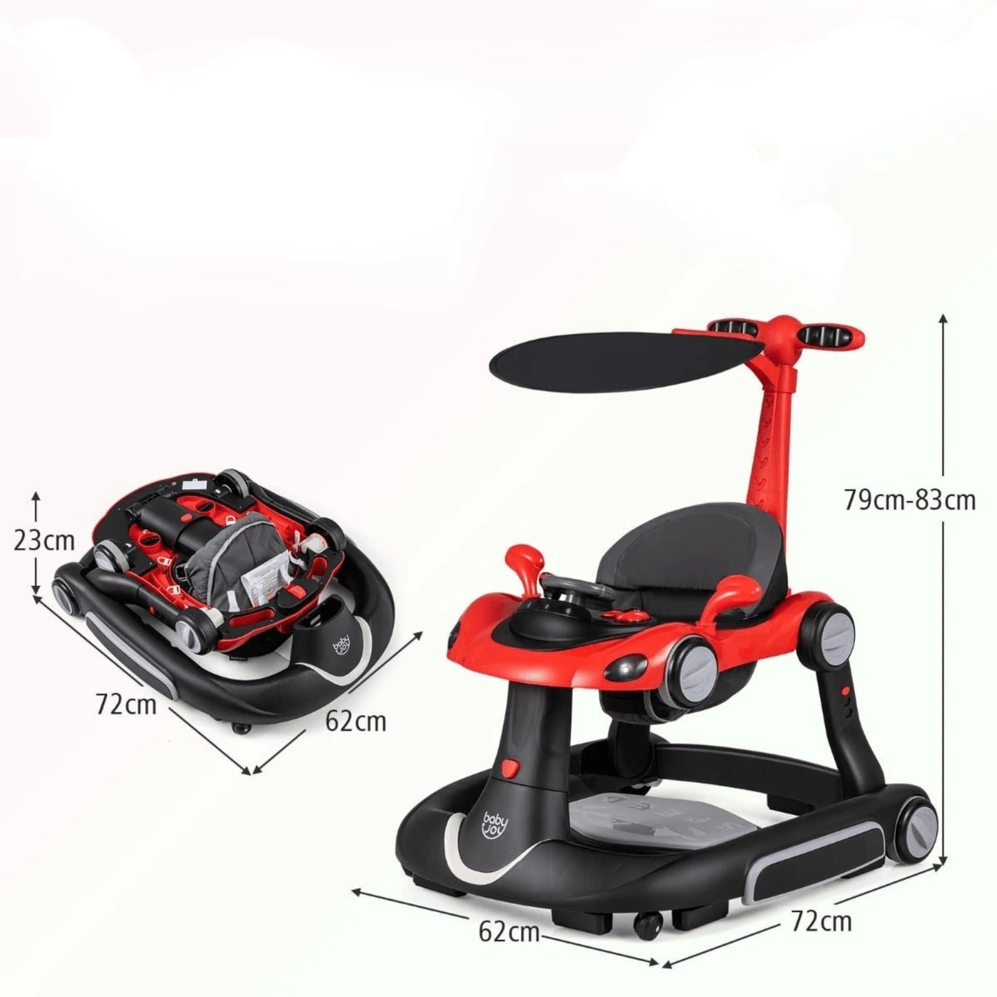 Daugiafunkcinė Vaikštynė Kūdikiams 6in1 Reguliuojamo Aukščio su Muzika Vaikštynės