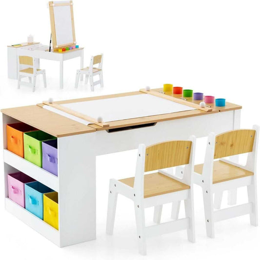 Daugiafunkcinis Vaikiškas Rašomasis Stalas Su 2 Kėdėmis Staliukai Kėdutės