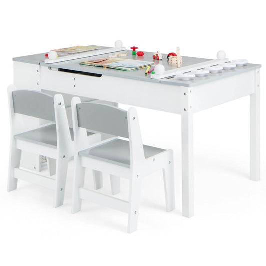 Daugiafunkcinis Vaikiškas Rašomasis Stalas Su 2 Kėdėmis Pilkos Spalvos 1319 Staliukai Kėdutės