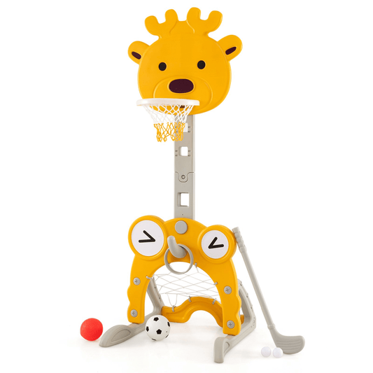 Daugiafunkcis Vaikiškas 4 Viename Sporto Rinkinys Su Reguliuojamu Krepšiu Sporto Žaislai