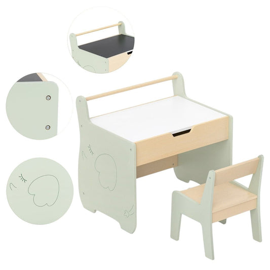 Daugiafunkcis Vaikiškas Stalas Su Kėdute, Daiktadėže Ir Kreidine Lenta Staliukai Kėdutės