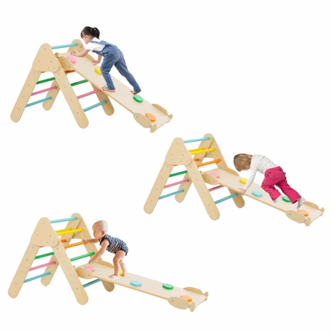 Didelė Montessori Žaidimų Aikštelė Pikler Trikampis Ir Laipiojimo Arka Viename, Spalvota 1351 Sūpynės ir Žaidimų Aikštelės