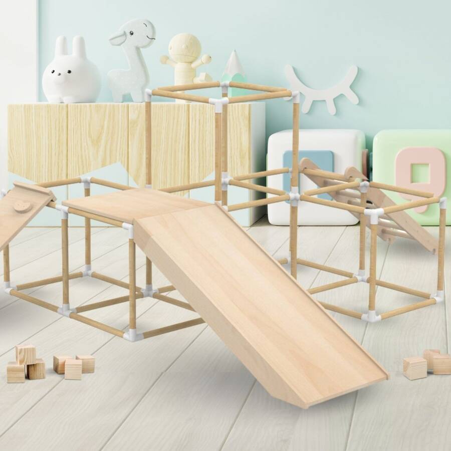 Didelės Medinės Žaidimų Aikštelės Čiuožyklos Kopėčios Montessori Žaidimų Aikštelės