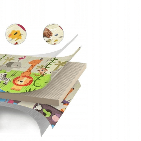 Dvipusis Sulankstomas Minkštas Kilimėlis Kūdikiams "Džiunglės" 180 x 200 cm Lavinamieji Kilimėliai