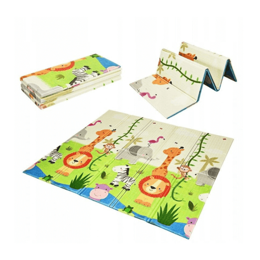Dvipusis Sulankstomas Minkštas Kilimėlis Kūdikiams "Džiunglės" 180 x 200 cm Lavinamieji Kilimėliai