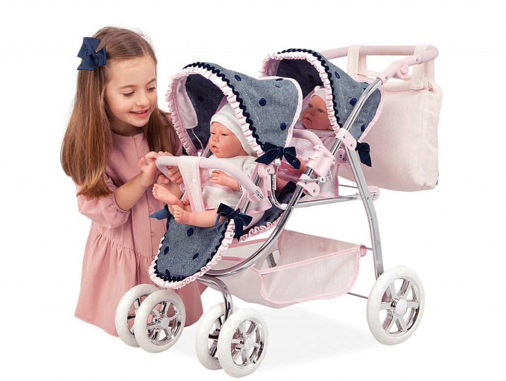 Dvynukų sportinis vežimukas su rankine