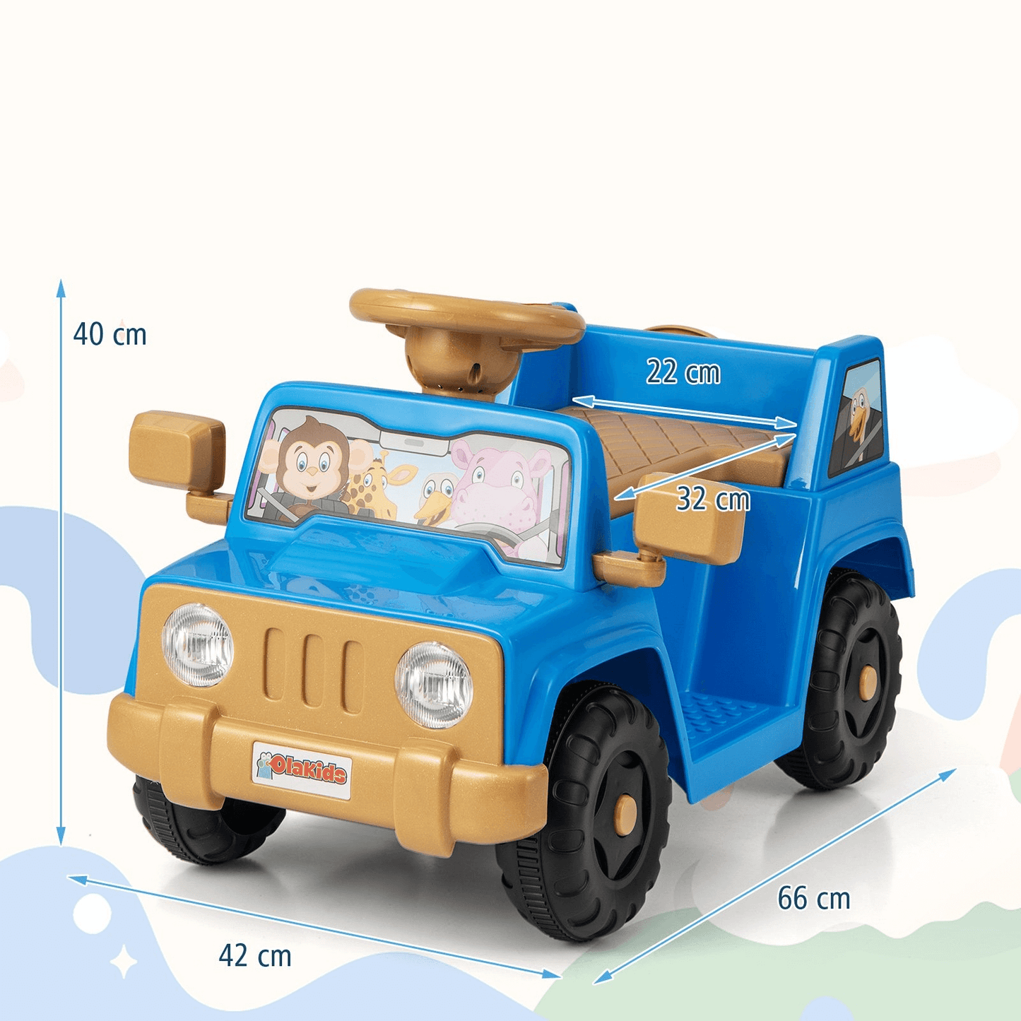 Elektrinė Vaikiška Mašinėlė Su LED Šviesomis Ir Garsais 6 V Elektriniai Automobiliai