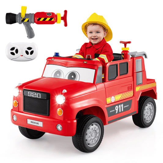 Elektrinis Vaikiškas Gaisrinės Automobilis Su Vandens Patranka Raudonas Elektriniai Automobiliai