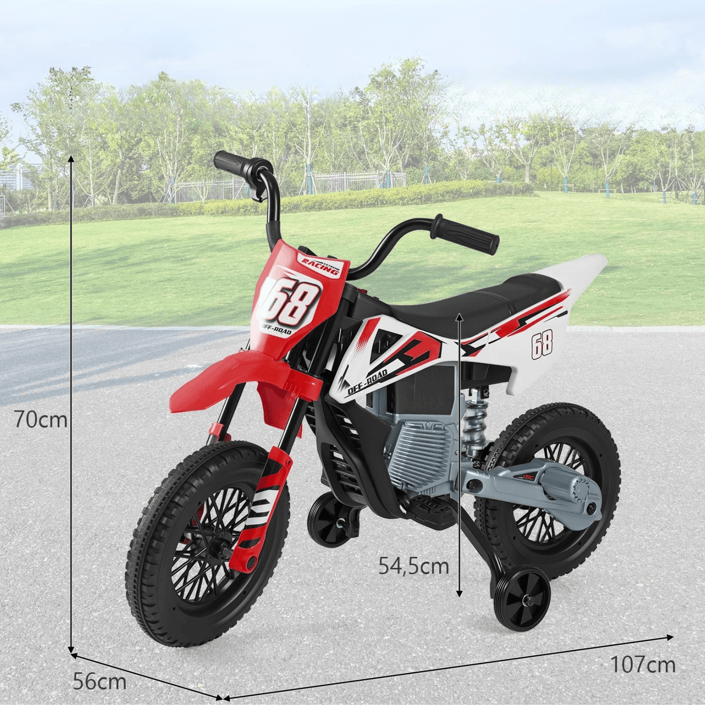 Elektrinis Vaikiškas Triratis Motociklas 25 W Raudonas 3–8 m. Elektriniai Motociklai