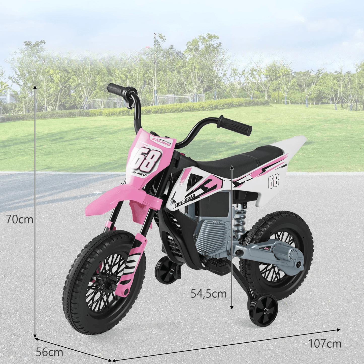 Elektrinis Vaikiškas Triratis Motociklas 25 W Rožinis 3–8 m. Elektriniai Motociklai