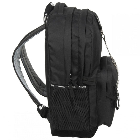 Erdvi Mokyklinė Kuprinė Paaugliui Juoda Su Grandinėle "BeUniq" 48 cm Kuprinės