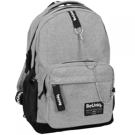 Erdvi Mokyklinė Kuprinė Paaugliui Su Grandinėle Pilka "BeUniq" 48 cm Kuprinės