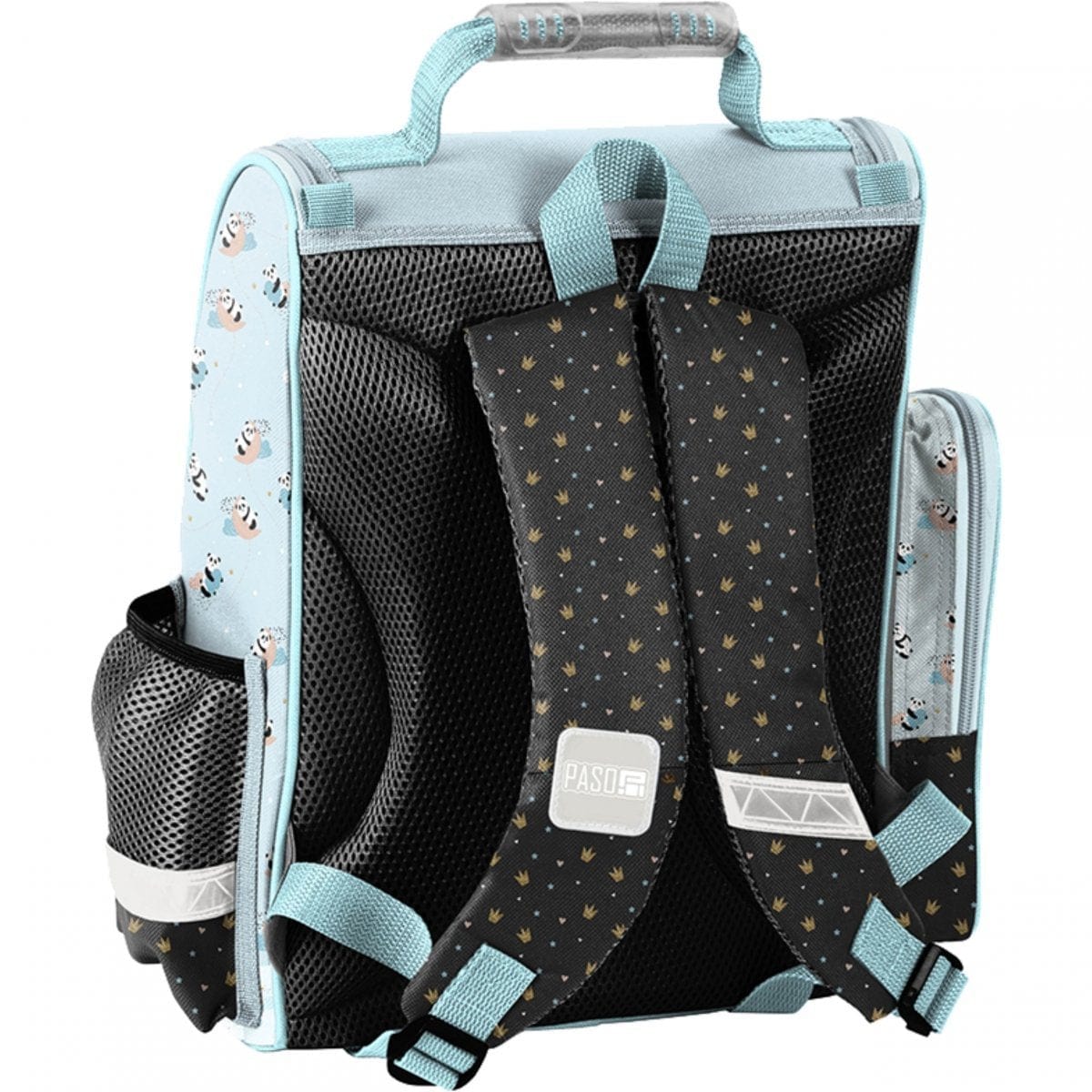 Ergonominė Kuprinė Pirmokui Mėtinė Panda 36 cm Mokyklinis Rinkinys 3in1 Kuprinės
