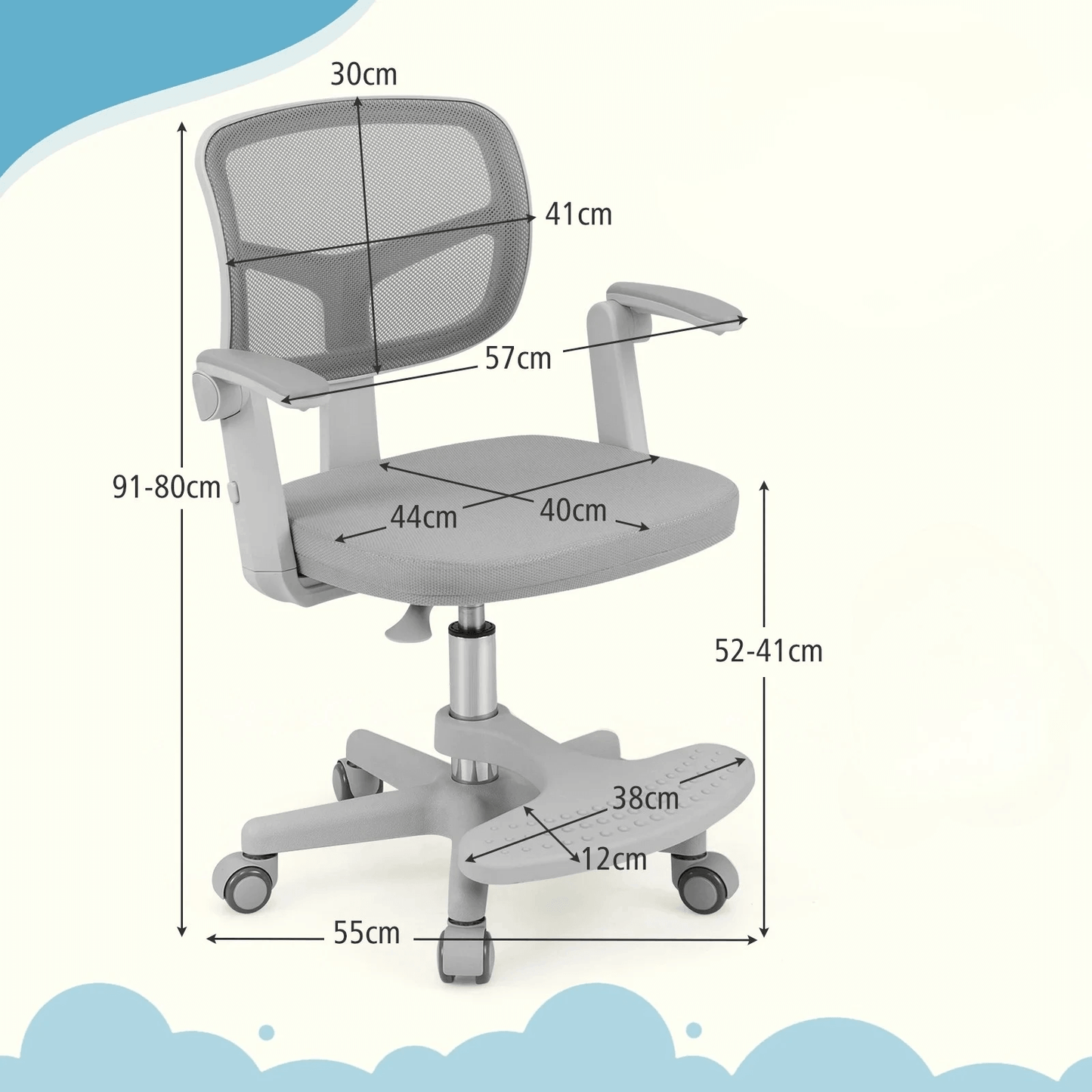 Ergonominė Vaikiška Rašomojo Stalo Kėdė Su Pakoja Pilka Rašomojo Stalo Kėdės