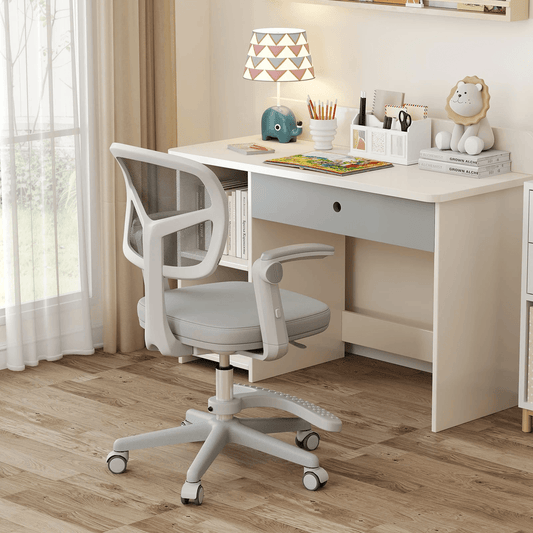Ergonominė Vaikiška Rašomojo Stalo Kėdė Su Pakoja Pilka Rašomojo Stalo Kėdės
