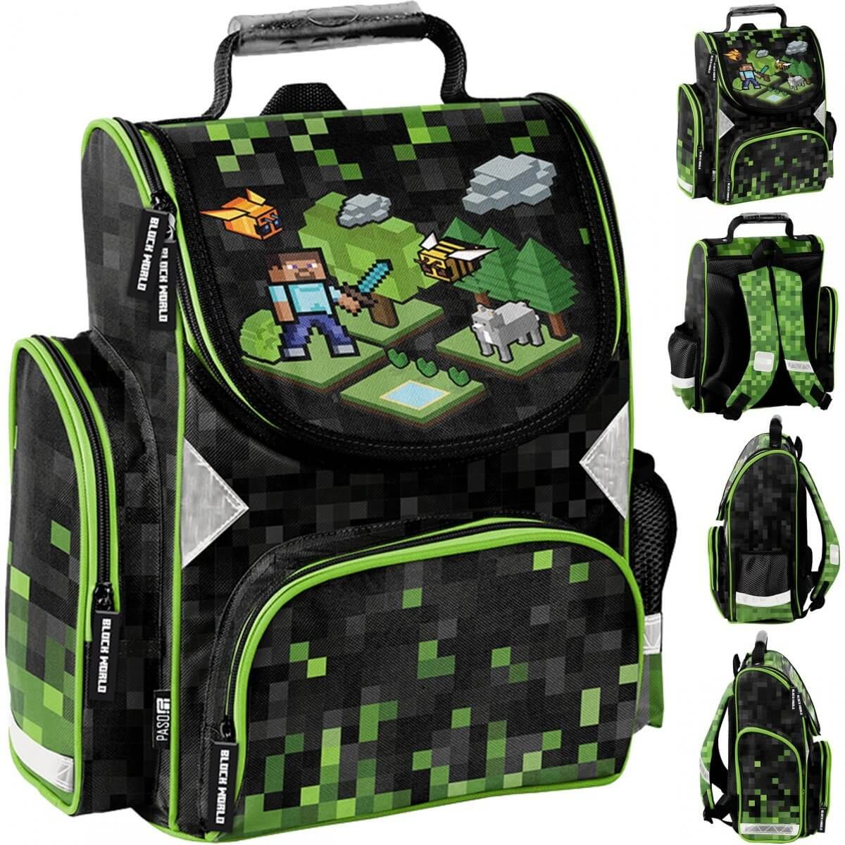 Ergonomiška Kuprinė Pirmokui Pradinukui Minecraft Gaming Games 36 cm Kuprinės