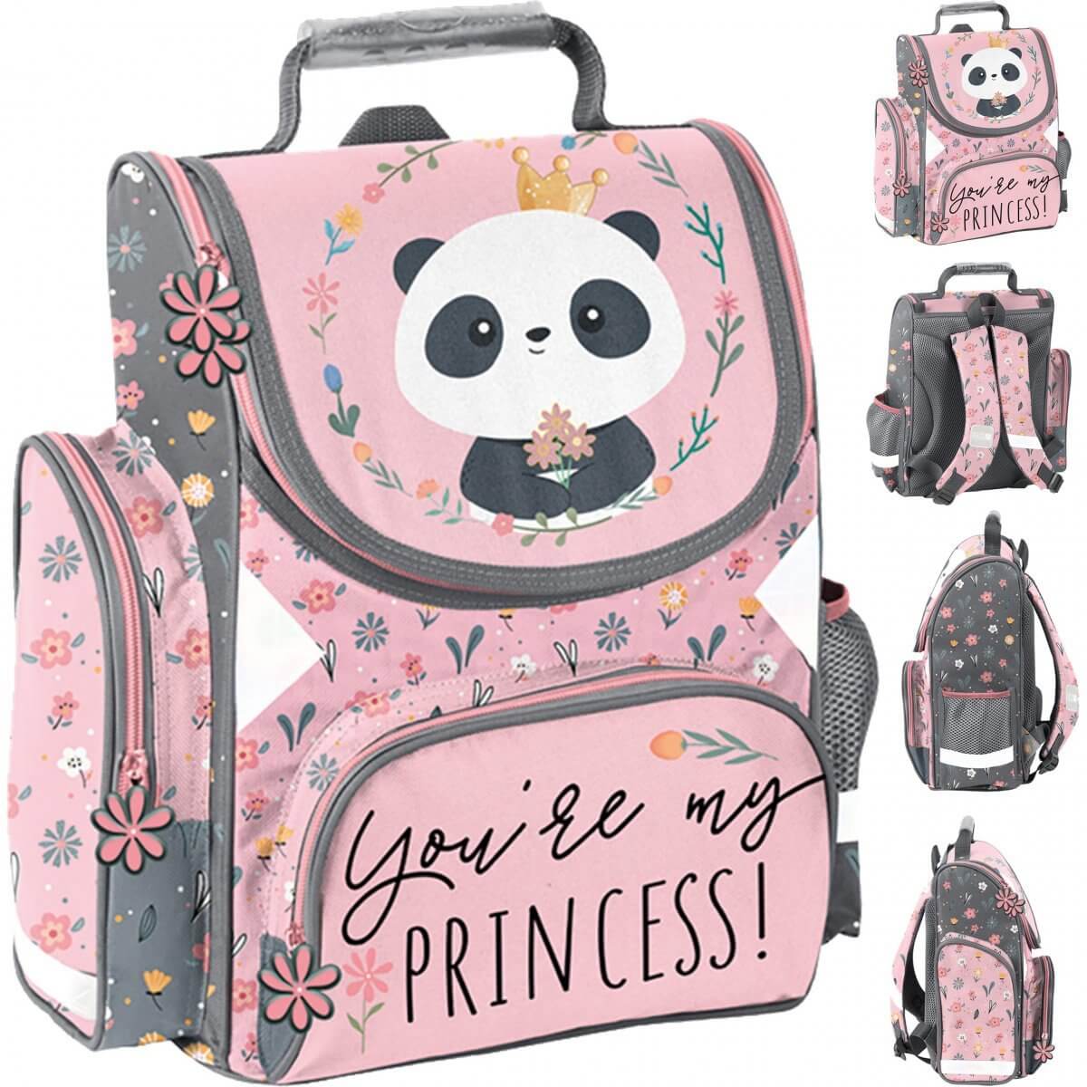 Ergonomiška Kuprinė Pirmokui Pradinukui Princess Panda 36 cm Kuprinės
