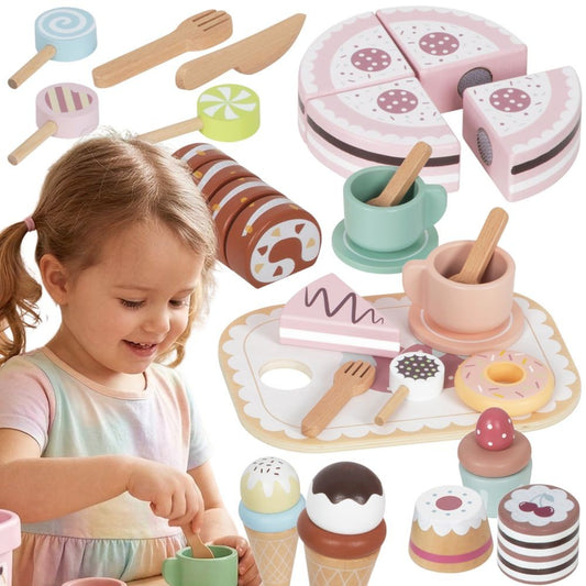 Tooky Toy „Sweet Cake“ medinių desertų rinkinys dėžutėje – 1