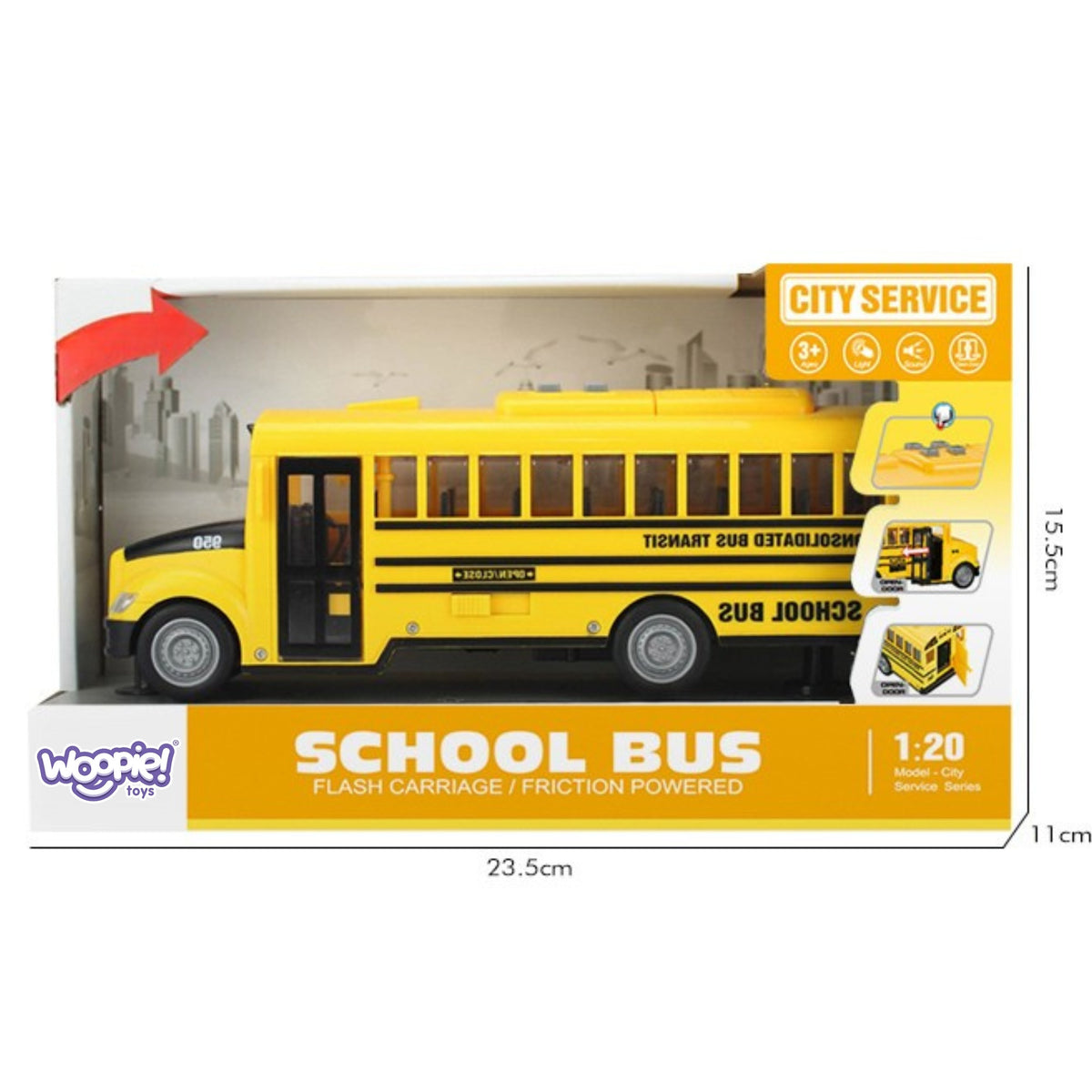 Woopie mokyklinis autobusas su šviesomis ir garsais, 1:20 – 8