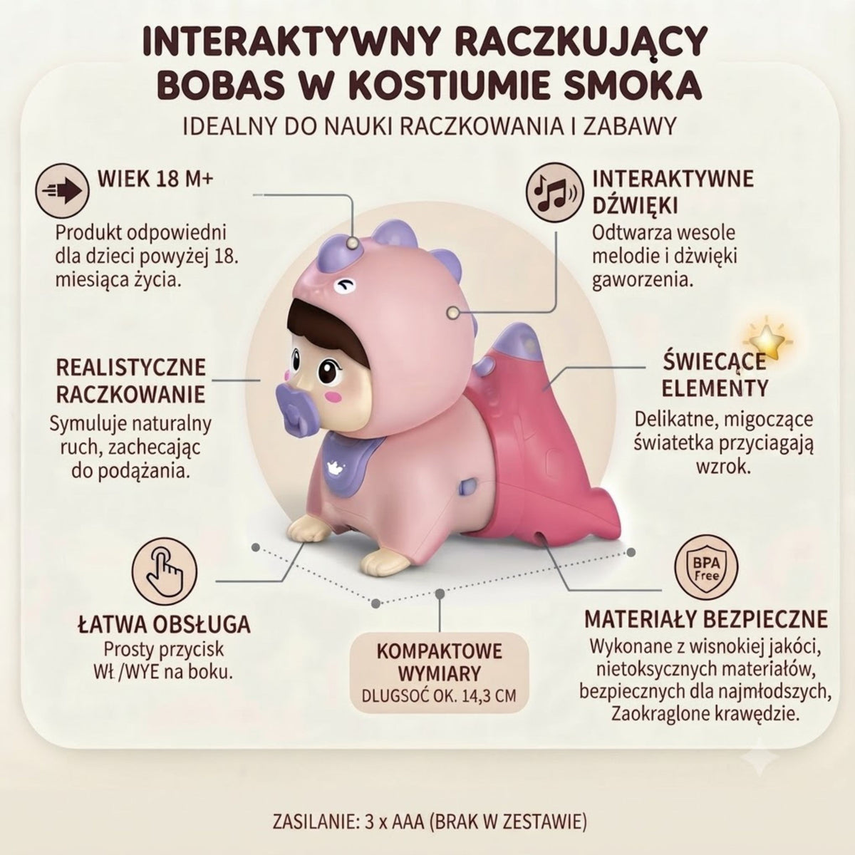 Woopie Baby ropojanti interaktyvi lėlytė su šviesomis ir melodijomis – nuotrauka 5