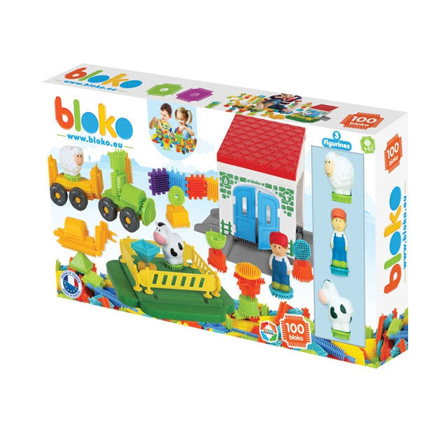 Mochtoys „Pin Bricks“ kaladėlės „Ferma“, 100 vnt. ir 3 figūrėlės – 3