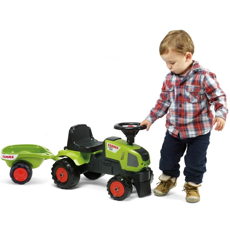 FALK Traktorek Baby Claas Axos 310 Zielony z Przyczepką od 1 roku Transporto Priemonės