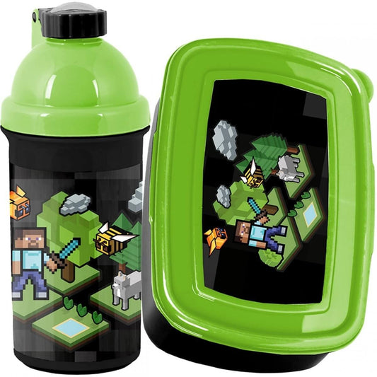 Gertuvės Ir Pietų Dėžutės Rinkinys Vaikams Gamer Minecraft, 500 ml Gertuvės Ir Pietų Dėžutės Vaikams