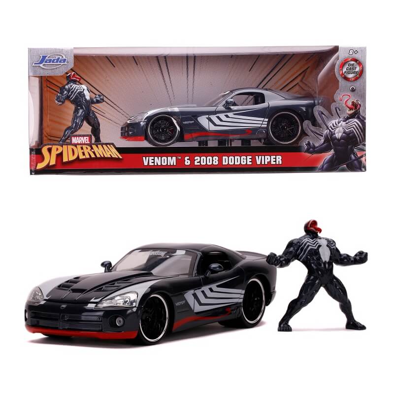 JADA Marvel Automobilis Venom 2008 Dodge Viper Figūrėlė 1:24 Žaislai Mašinėlės Ir Trasos