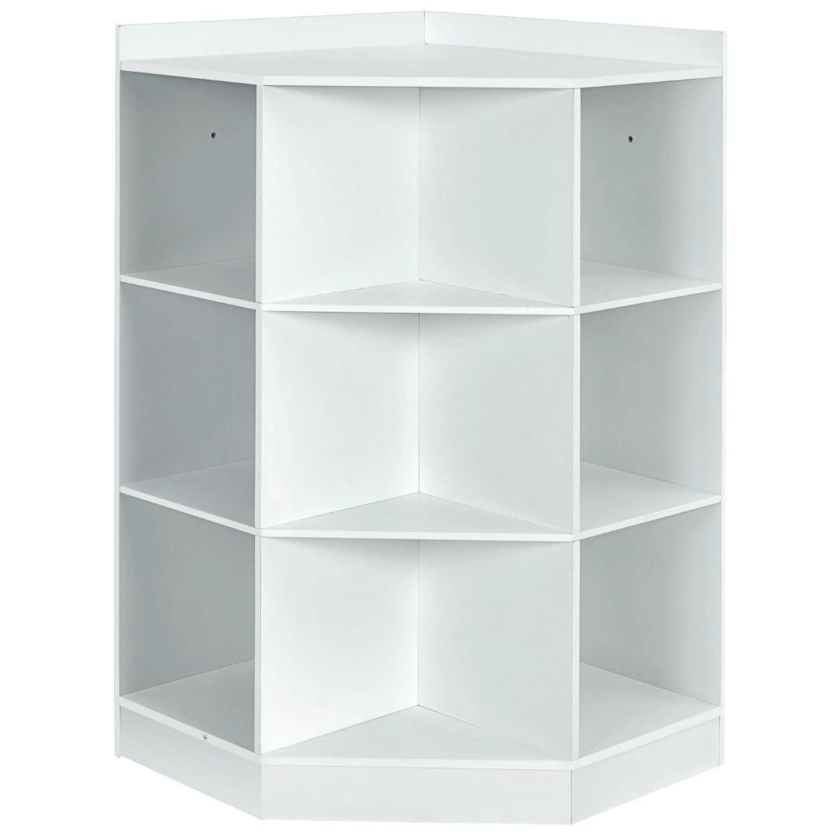 Kampinė Spintelė Lentyna Su Krepšeliais – Balta MDF 94 cm Žaislų Dėžės Ir Lentynos