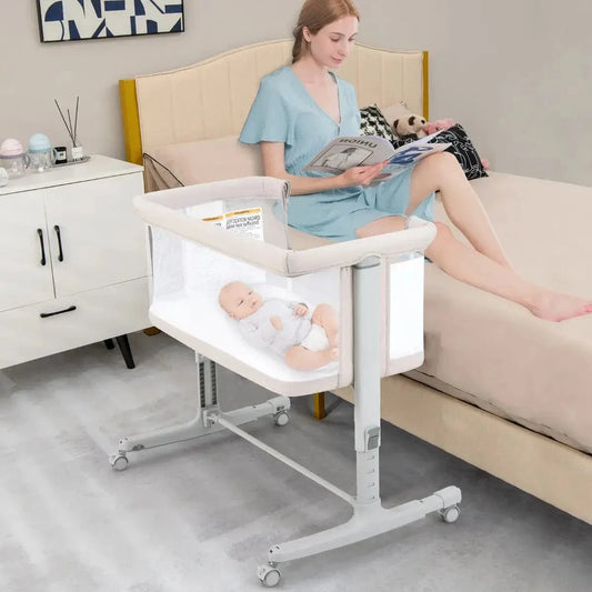 Kūdikio Lova Next To Me 3 Viename Su Lopšiu, Čiužiniu Ir Ratukais Lovytė Kūdikiui