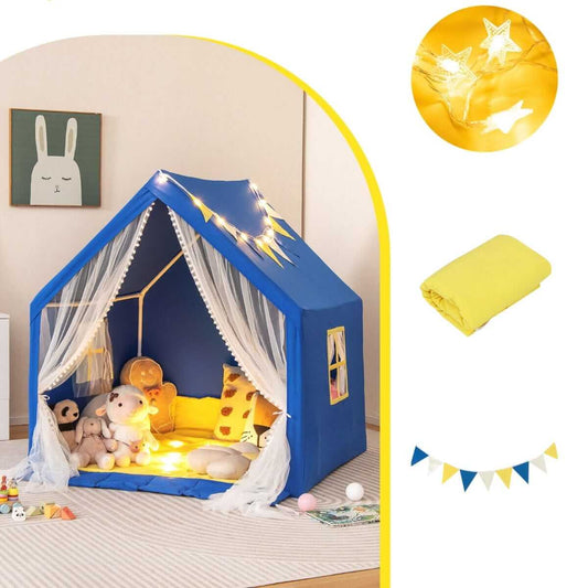 Kūdikių Palapinė Su Užuolaida, Langu Ir Apšvietimu, Mėlyna Palapinės Vaikams