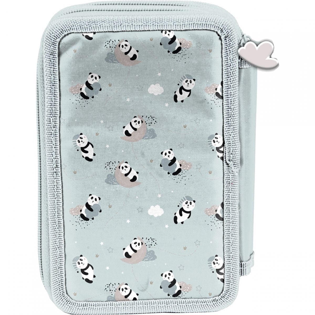 Kuprinė Pirmokui Mėtinė Panda Su Ratukais 36 cm Mokyklinis Rinkinys 3in1 Kuprinės