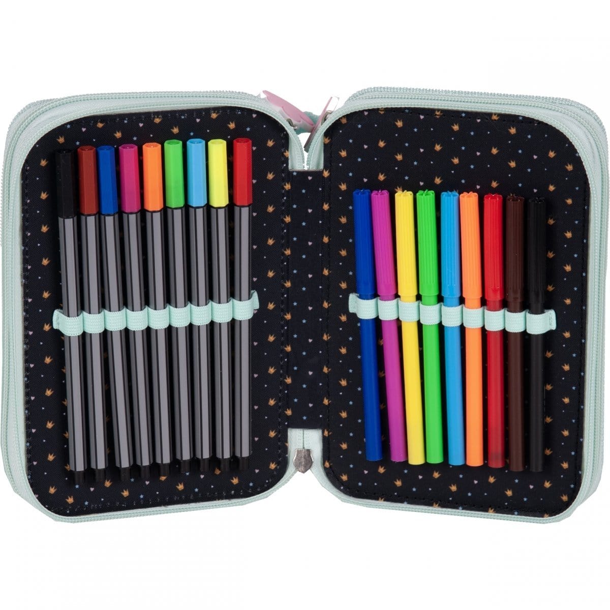 Kuprinė Pirmokui Mėtinė Panda Su Ratukais 36 cm Mokyklinis Rinkinys 3in1 Kuprinės